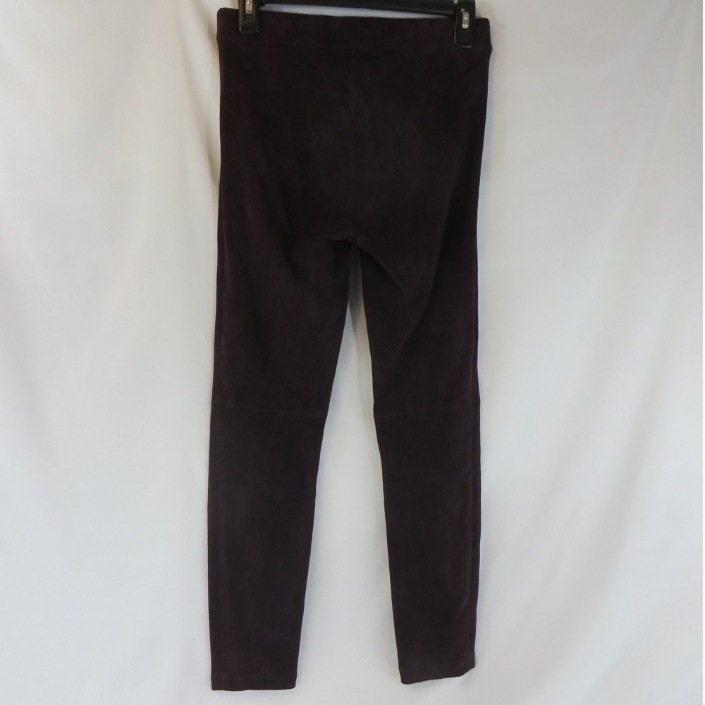 Elie Tahari Womens 100% Lamb Suede Leggings Purple Slim Fit Pants E93GS206 Small